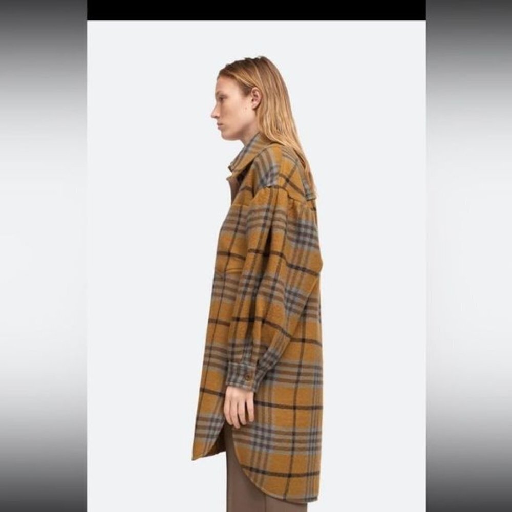 Sea New York Adela plaid wool & cotton oversized shirt jacket x-large